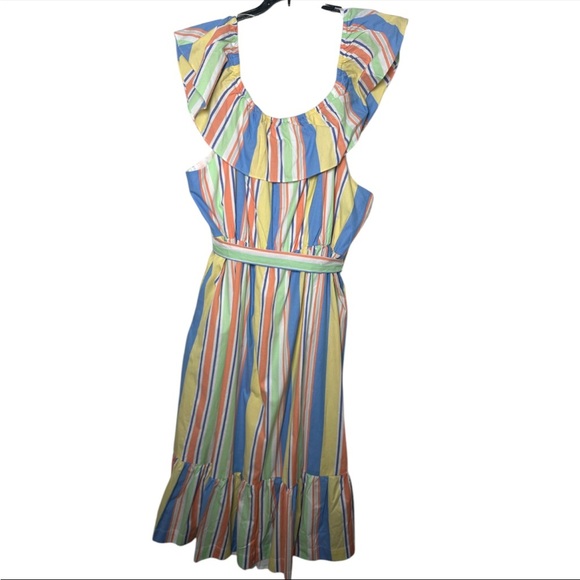 Draper James size 3X Multi color Stripe Off Shoulder Ruffle Midi Dress New - Picture 3 of 8